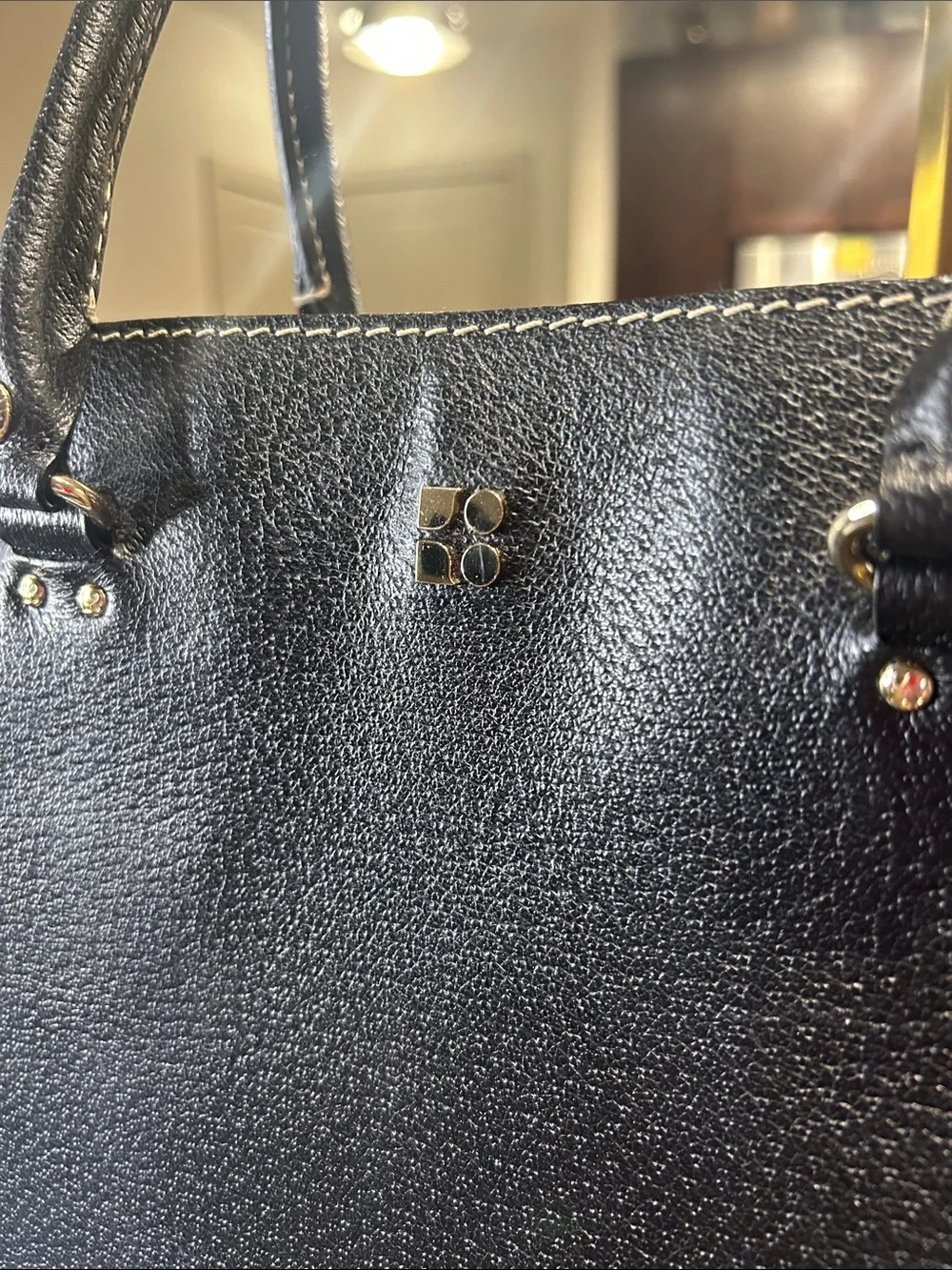 Kate Spade Black Pebbled Leather TarryTown Quinn Structured Bag 11.5”x 9.5” EUC